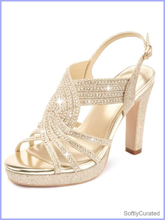 Shoes - Platform Heels Sandals Rhinestone Chunky Dressy Women's